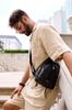 Men's leather backpack with one shoulder - Peterson