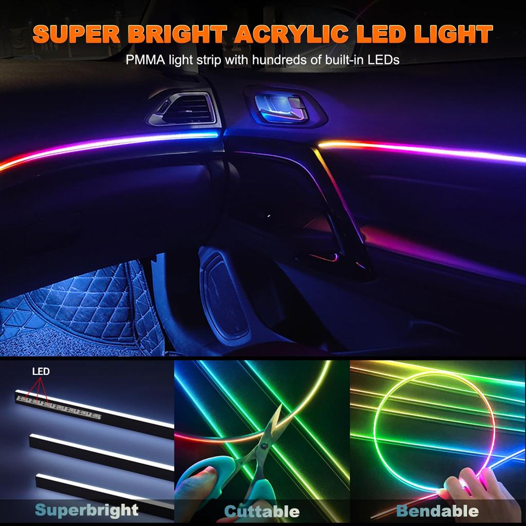 Универсальная автомобильная подсветка Symphony, светодиодная внутренняя RGB-стримерная атмосферная лампа с пультом управления через USB-приложение для Tesla Model 3 YSX