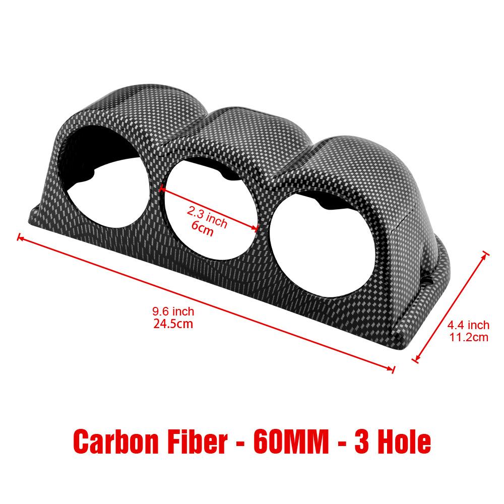 Universal 60mm/52mm Car Gauge Pod 3 hole Meter Holder for Left/Right Hand Drive – Matte/Shiny Carbon Black
