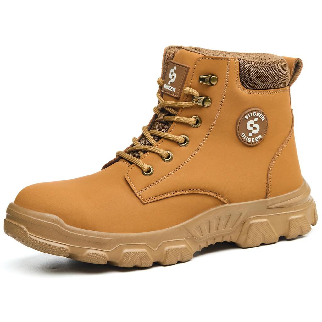 Men's Safety Shoes Steel Toe Anti- Crush Resistant Kevlar Outdoor Work Boots Lightweight Mid-Cut Boots for Industrial Use