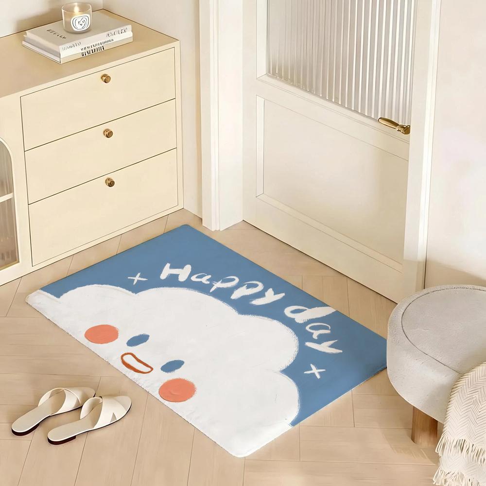 Floor Mat Eco Flannel Doormat Non-Slip Odorless Indoor Soft Short Plush Floor Rug INS Korean Cute Style