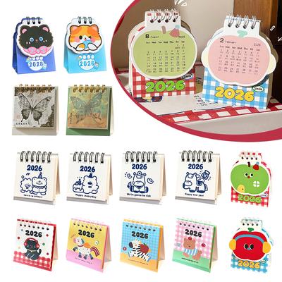 2026 Horse Year Mini Desk Calendar Cartoon Portable Coil Monthly Calendar Planner Office And Home Decor New Year'S Present