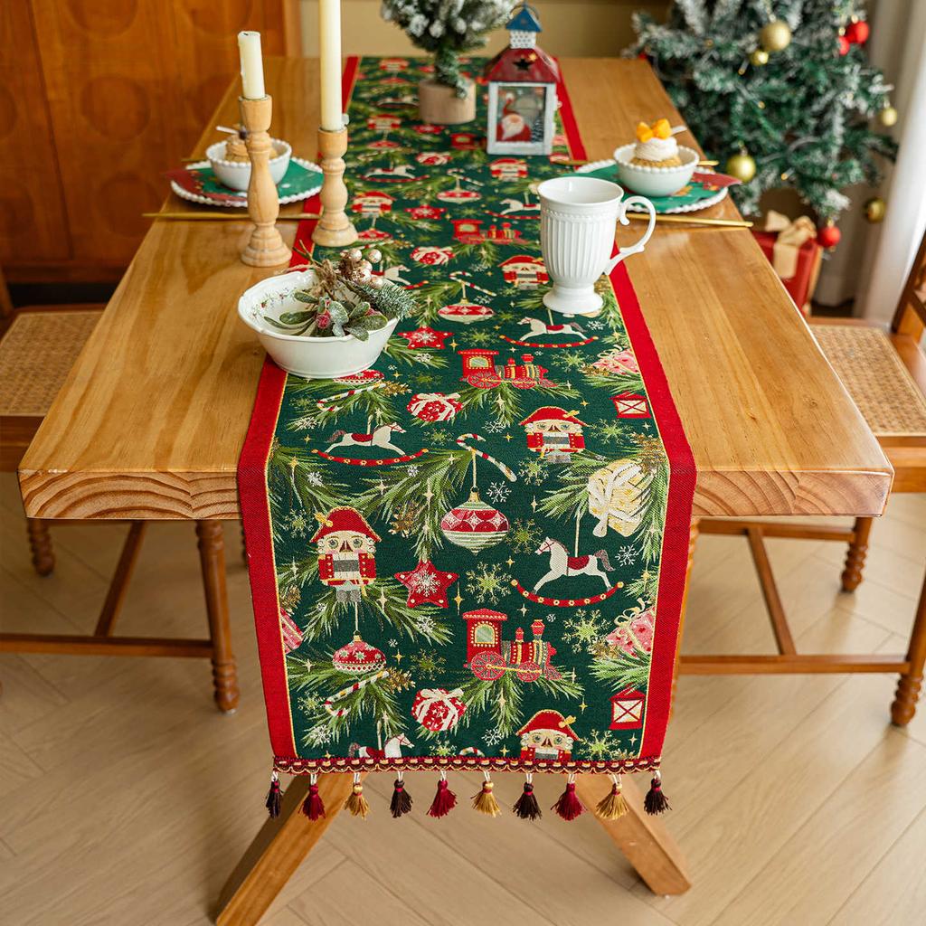 Premium Christmas Table Runner Festive Dining Table Cloth Long Decorative Tea Table Cover