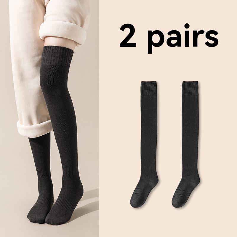 Women Soft Wool Long Socks Autumn Winter Cashmere Solid Knitted Stocking Skinny Casual Knee High Warm Thicken Girls Socks Medias