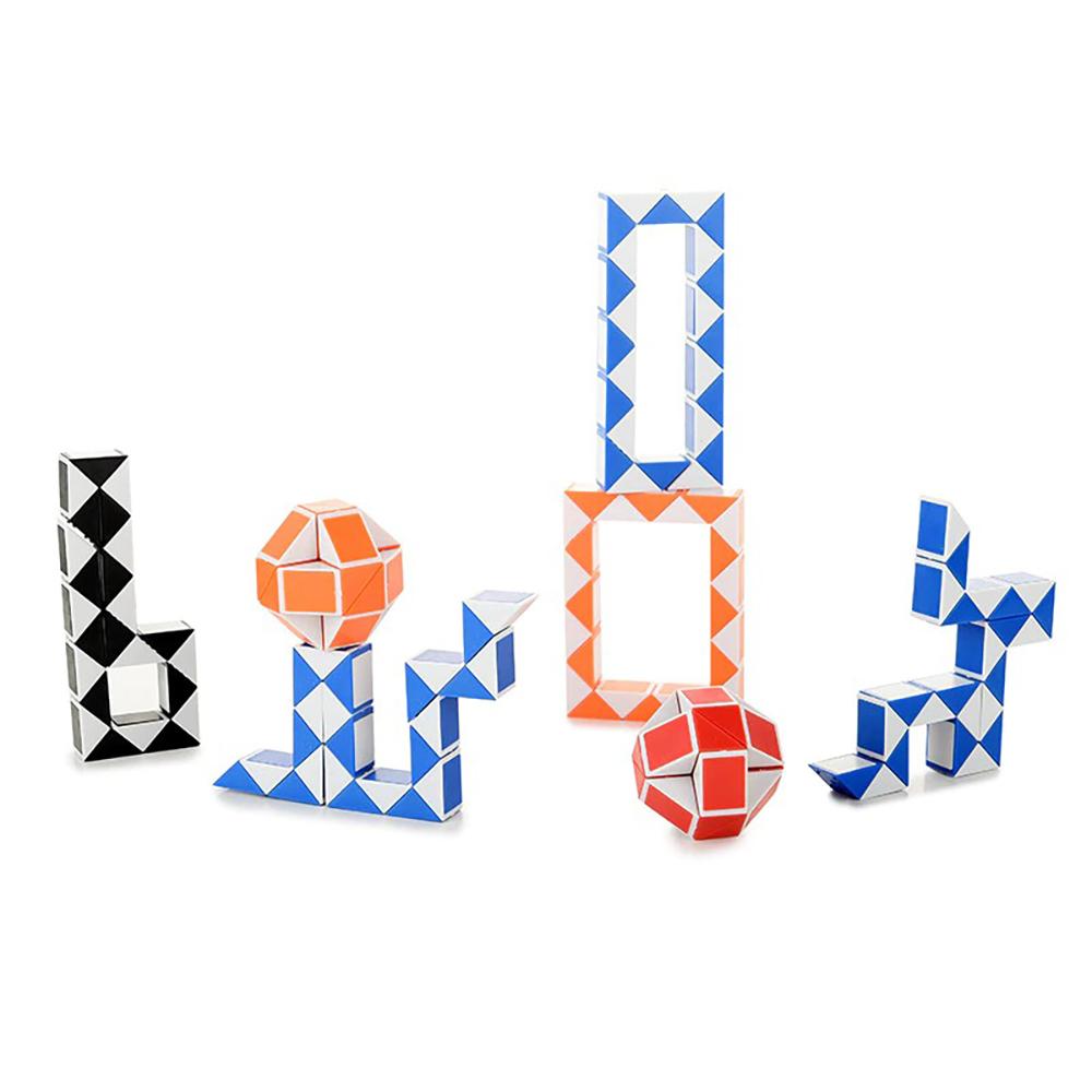 6pcs Random Snake Cube Twist Folding Puzzle Fidget Toy 24 Blocks Magic Ruler Anti Stress Reliever Game Gift for Kids Adults