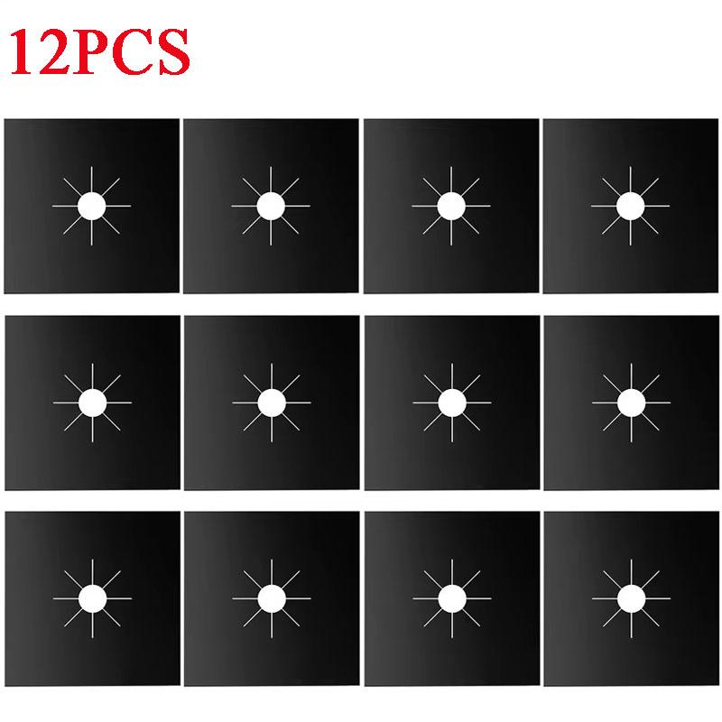 1/4/10/12pcs Stove Burner Covers Reusable Non-Stick Cooking Protectors Heat-Resistant Washable Pads Kitchen Cookware Accessories