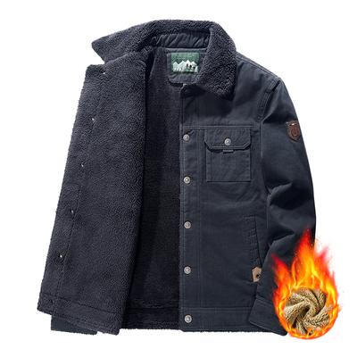 Veste d'hiver en velours côtelé avec un col et une isolation en peluche, veste de travail épaissie en peau d'agneau, veste en coton