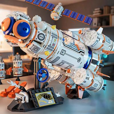 Stavebnice Vesmírná stanice Obydlená raketa Model astronauta Vesmírná loď STEM hračky pro děti Kluci Dívky Vánoční dárek