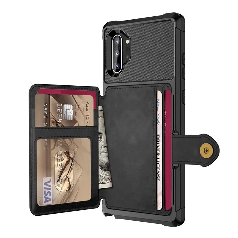 Für Samsung Galaxy Note 10 Plus Note 10 Kreditkartenhülle PU-Leder Klappbrieftasche Foto-Halter Harte Rückabdeckung für Galaxy Note 10