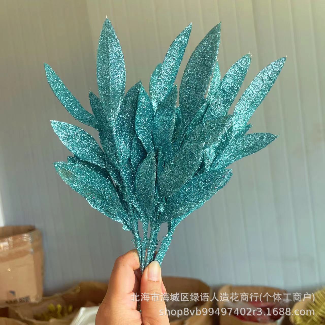 

Рождественские золотые листья, праздничные украшения, имитация цветочных листьев, семейное украшение для дома, реквизит для съемки небесно-голубой