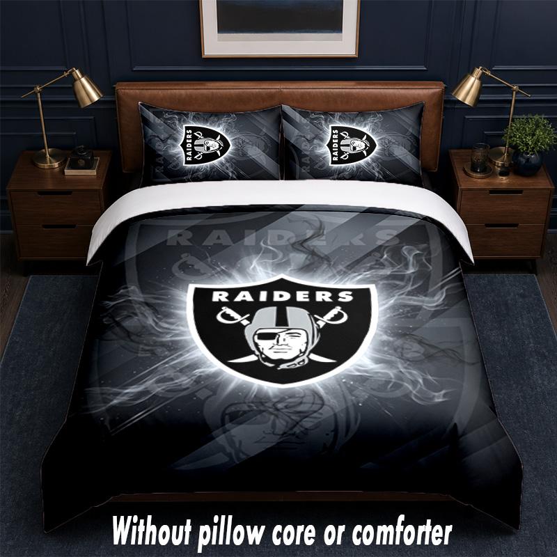 Set Biancheria da Letto Design Las Vegas Raiders 1 Copripiumino + 2 Federe Morbido Traspirante Biancheria da Letto per la Casa