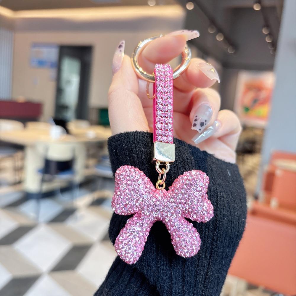 Bowknot  Bow Keychain Rhinestone Rhinestone Bow Keyring Crystal Bowknot Pendant  Kids