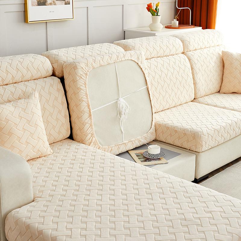 Square Jacquard Cushion Cover For Living Room Solid Stretchy Sofa Cover Velvet Couch Cover Sofa Protector Seat Cover