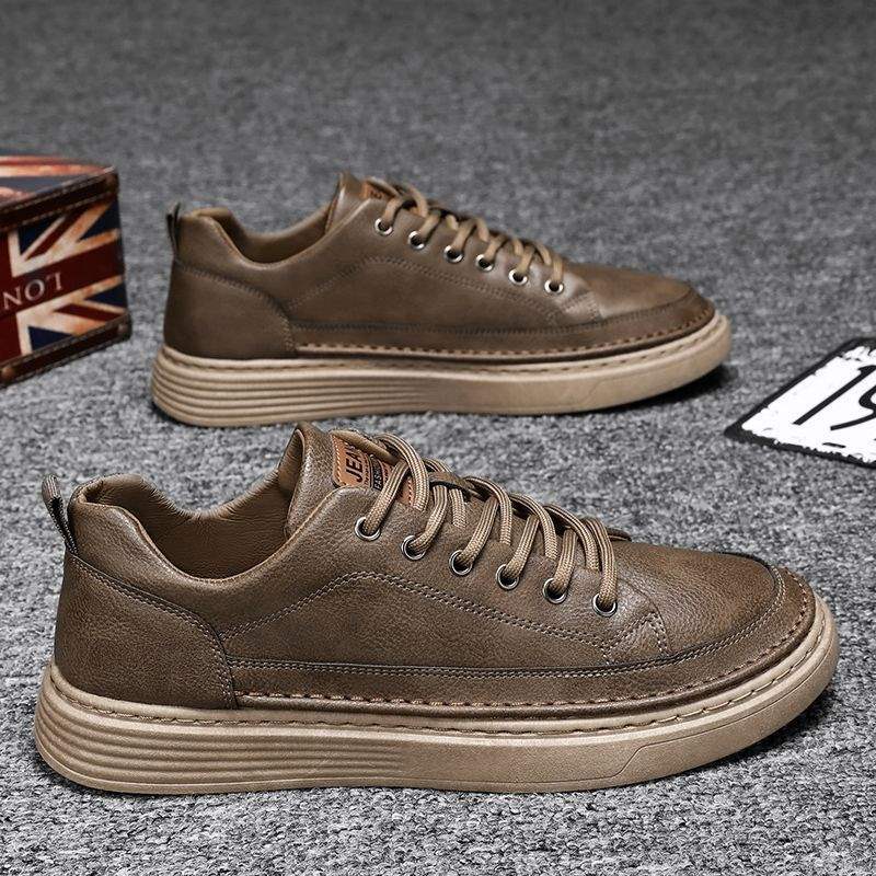 Spring Black Leather Shoes Kitchen Chef Waterproof Skateboard Shoes Work Shoes