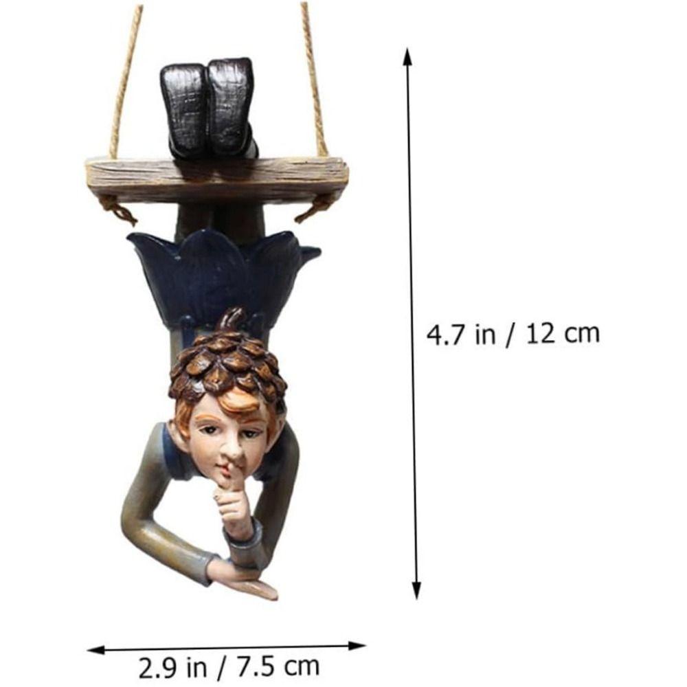 Realistic Swing Elf Ornament Unique Resin Inverted Elf Hanging Elf Figurine Potted Plant Plugin