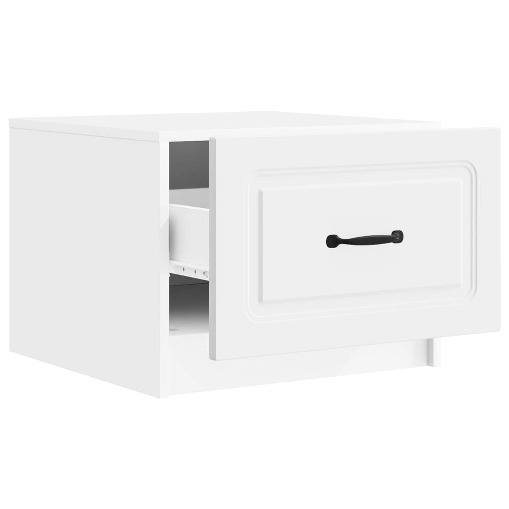 White Coffee Table with Drawers 49 x 50 x 37 cm Engineered Wood