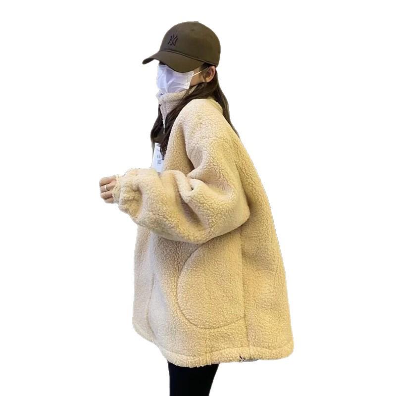 Korean Style Lambswool Fleece Coat, Versatile Plus Size Top for 200 Jin, Thickened Internet Celebrity Fashion