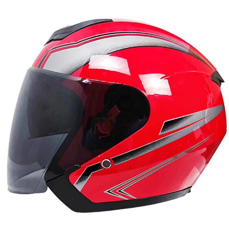 3/4 Helmet Double Lens Half Helmet Electric Car Helmet Men and Women Four Seasons Universal Riding Safety Helmet