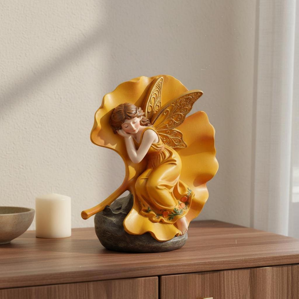 Winged Fairy Ornament Realistic Details Statue HandPainted Home Decoration for Patio, Outdoor