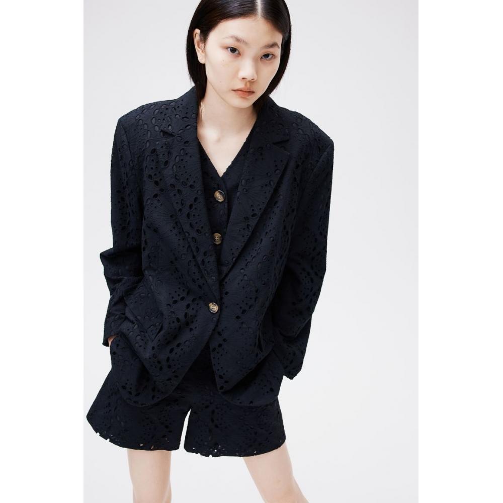 

Куртка HM Oversized Broderie Anglaise, черная
