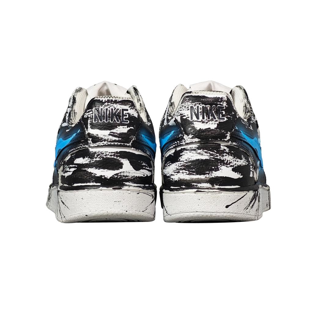 Nike Court Vision Leather Slip Resistant Abrasion Resistant Low top Skateboard Shoes Unisex Black White Blue CD5463-100 (TeamG-03)