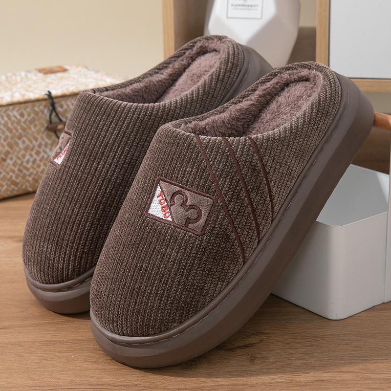 

Мужские хлопковые тапочки теплые осенью и зимой, толстая подошва нескользящая и удобная, и в них жарко мужчинам зимой. 42-43 Affordable 40-41 кофейный