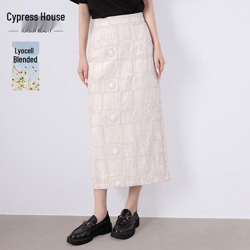Women s Tencel Linen Lace High-Waist Straight Skirt L