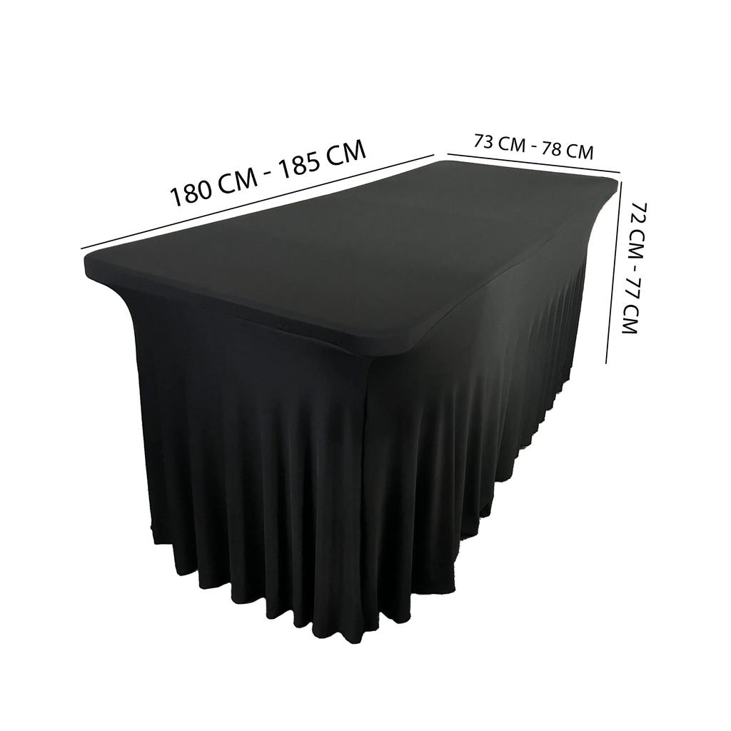 Cover For Banquet Catering Table, Black Skirting, Ruffle, 180X76 Cm