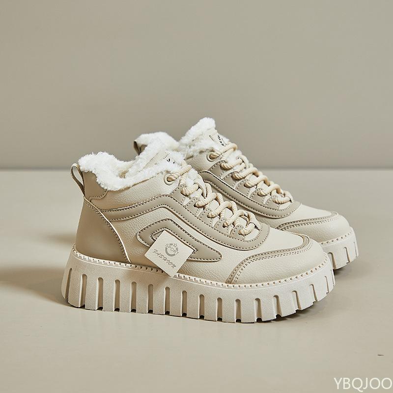 High cut thick soled casual comfortable cotton shoes lace up snow boots women's winter new fashionable versatile short boots