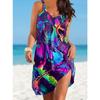 Viraler Sommer Plus Size Batik Strand Überwurf Kleid Übergröße Spaghettiträger Bunt Abstrakt Fließendes Sommerkleid für Da