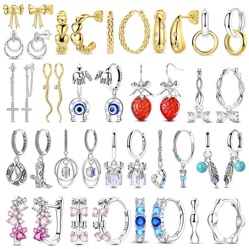 925 Sterling Copper Lucky Guardian Ear Zircon Original Design Earrings Color Zircon Making for Women Girl Wedding Party Gifts