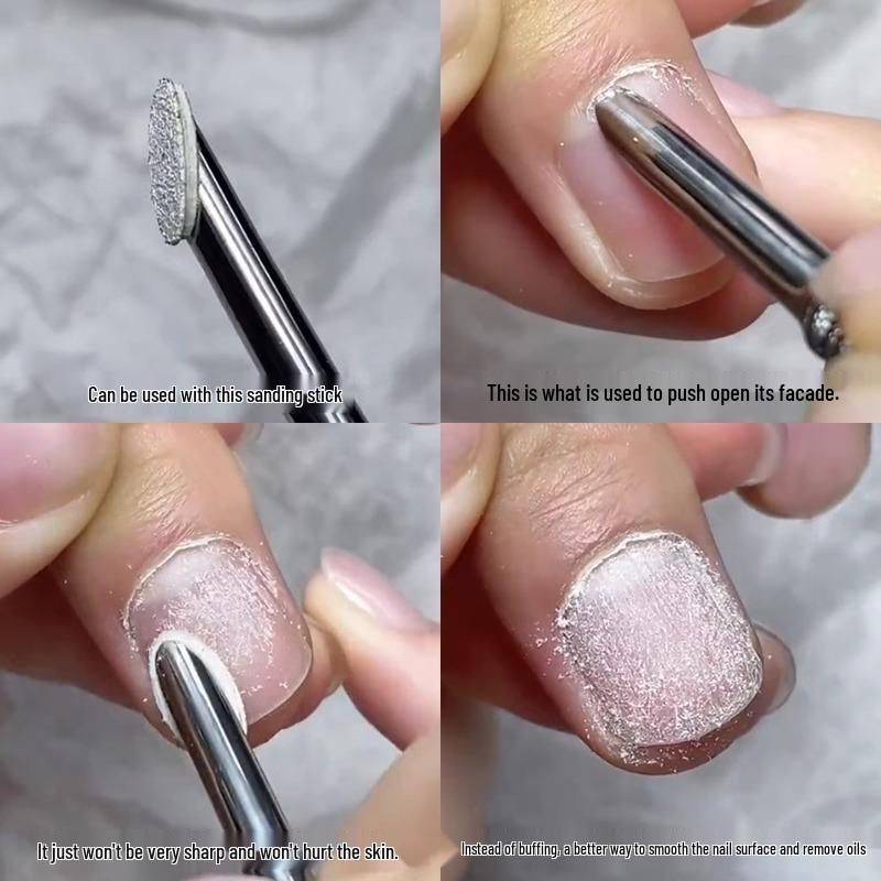 Russian Style Nail Pusher: Double-Ended Steel Tool for Cuticle Care with Round & Slanted Heads, Safe for Natural Nails.