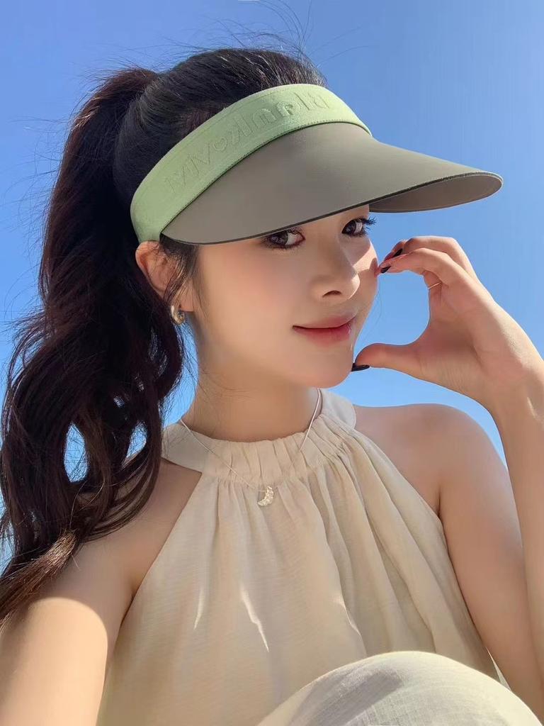 Summer New Seamless One-piece Ice Silk Empty Top Hat Korean Version Fashionable and Beautiful Youth Sports Topless Sun Hat