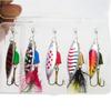 5Pcs Steel Treble Hook Spinner Baits Sequins Lures Set Spoon Fishing Spinner Swimbaits Set for Saltwater and Saltwater