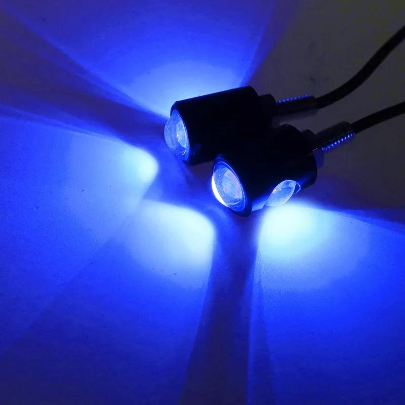 2PCS Universal Motorcycle LED Mini License Plate Light Eagle Eye Shape Turn Signal Indicator Tail Rear Light Brake Fog Lamp Bulb