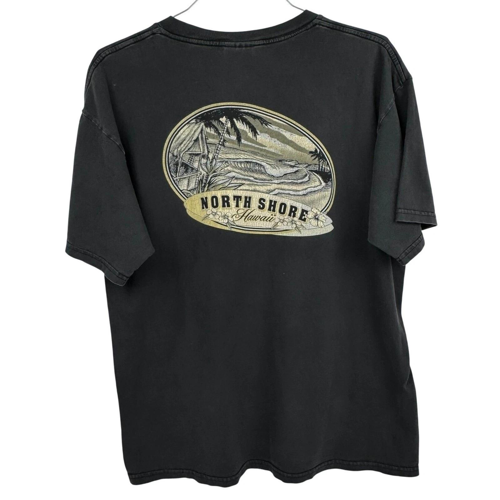 

VTG North Shore Hawaii Souvenir Graphic T-Shirt Cotton Worn Faded 46 Chest XL