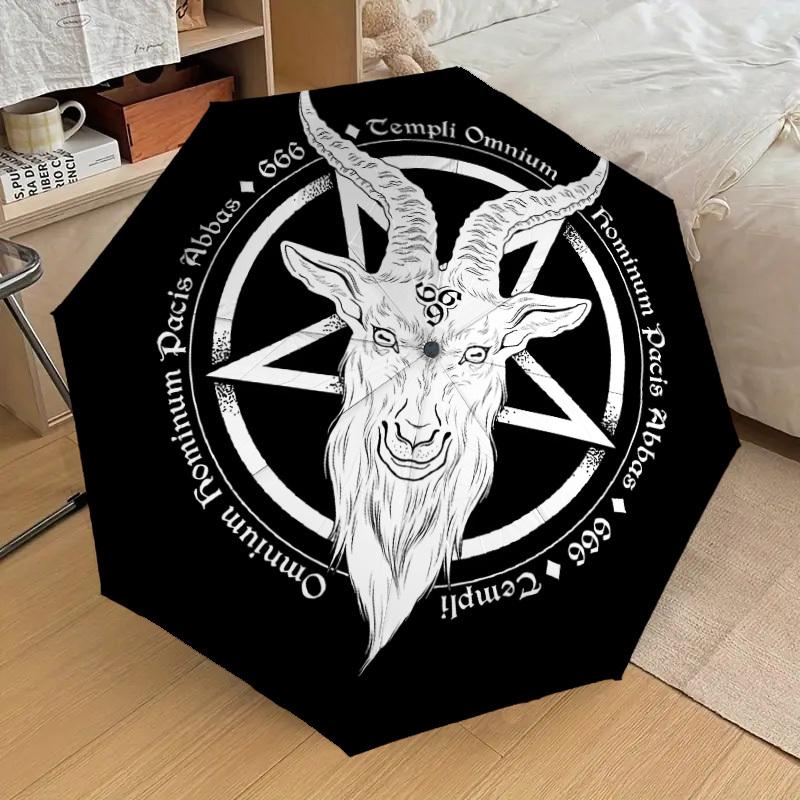 1pc Baphomet Symbol Occult Artwork Umbrella with Plastic Handle,Suitable for All Seasons Home Travel Outdoor UmbrellaDD1281