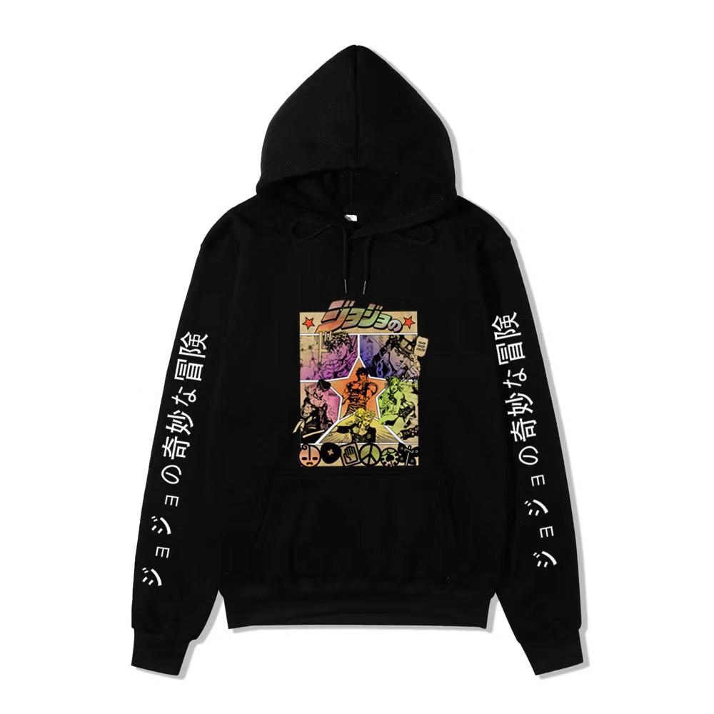 JoJo Bizarre Adventure Hoodie Unisex Fleece Sweatshirt Color Manga Print Autumn Winter Pullover