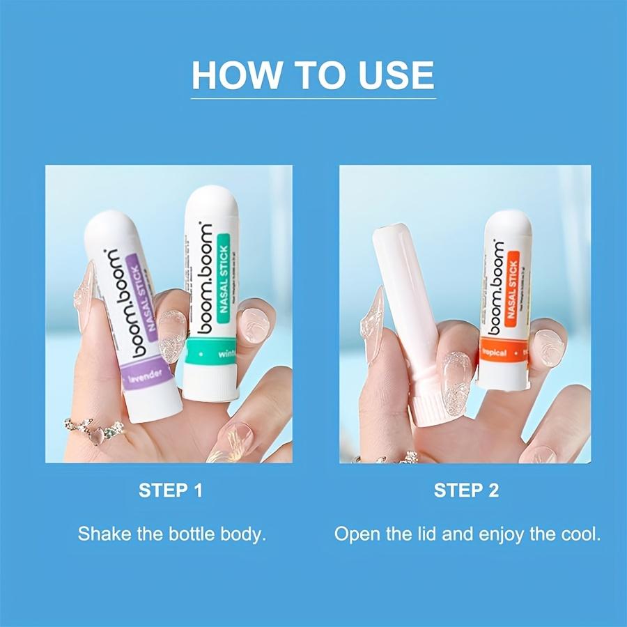 4 Portable Refreshing Breathing Nose Sticks, Fatigue Refreshing and Invigorating Nose Suction, Cooling Oil Mint Double-hole Nose Suction Sticks
