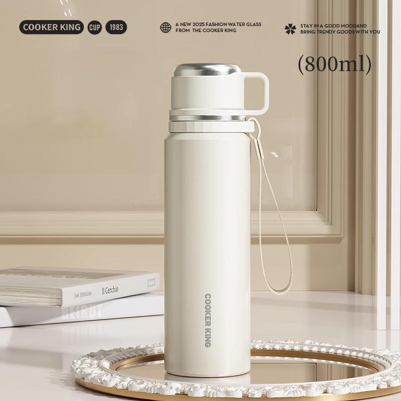 COOKER KING Thermos Wasser 600ml/800ml Flasche Blumenmuster Teetasse Edelstahl Isolierbecher mit Teesieb Teebereiter