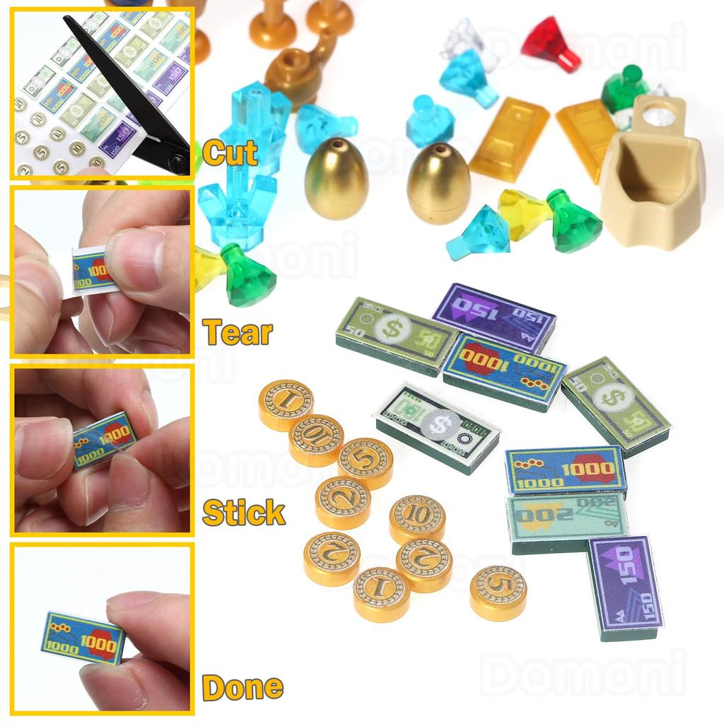 Domoni Pirate Expedition Treasure Building Kit - 200+ Piece Pirate Ship & Treasure Chest Building Blocks Set (Includes Gold Bars, Gems, and Golden