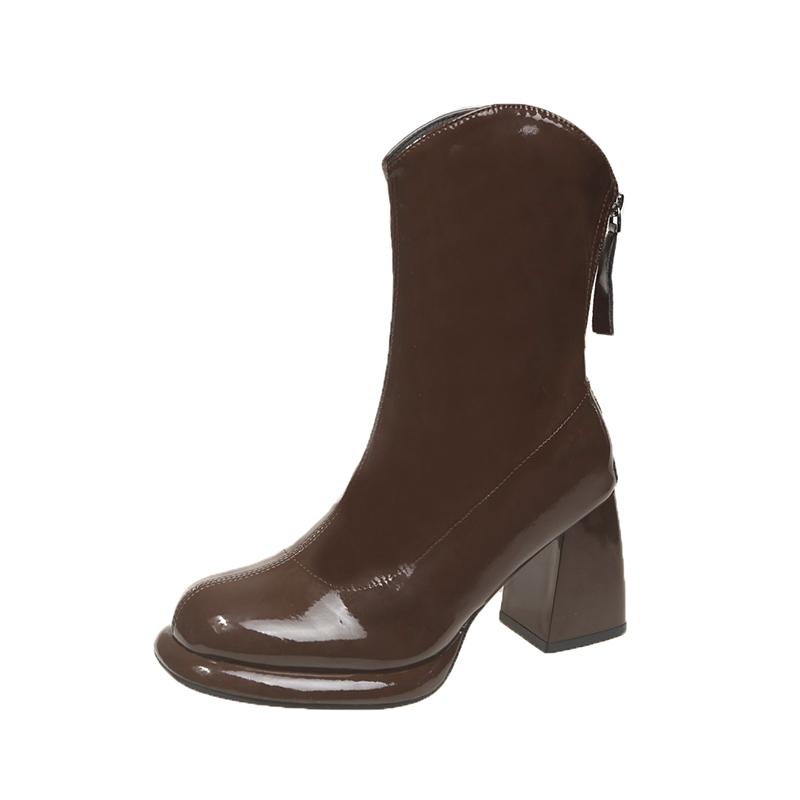 

Модные новые туфли для женщин, однотонные, для улицы, новинка зимы 2024 года, горячая распродажа, модные женские ботинки с квадратной головкой, ботинки Botines Mujer 40 коричневый