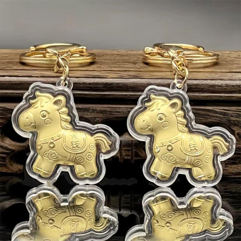 Imitation Gold Foil Zodiac Horse Pendant Lucky Horse Phone Chain Bag Pendant  Personal Accessory