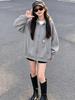 American Casual Star Print Hooded Jacket for Girls - 2026 Autumn Collection - Loose Fit Zipper Sweatshirt for Big Kids