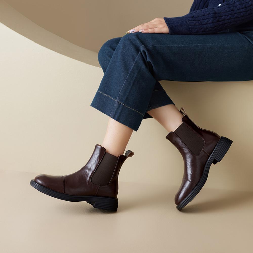 Women's Ankle Boots 2026 New Autumn and Winter British Retro Leather Short Boots Women Spring and Autumn Bare Boots Woman