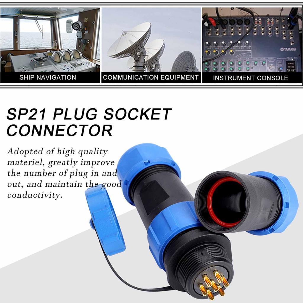 SP21 IP68 7Pin Waterproof Plastic Aviation Plug Socket Cable in line Connector( 7Pin)