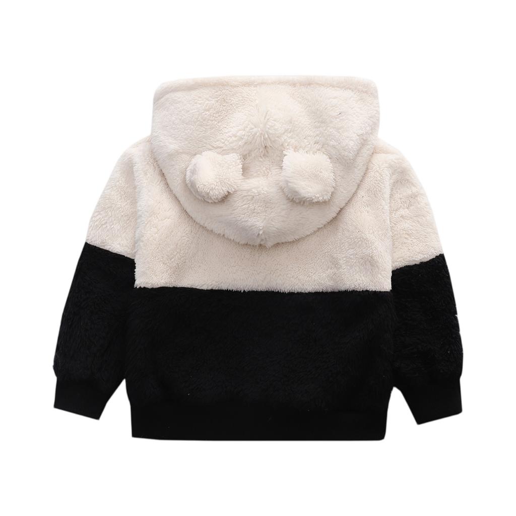 Kids' Color Block Hoodie Plush Winter Top
