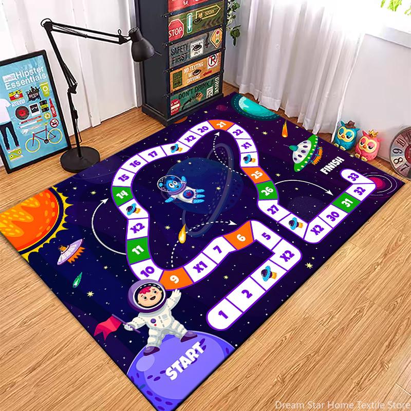 Children’s Snakes and Ladders Game Playmat Rug Carpet for Bedroom Living Playroom Fun Learning Floor Kids anti slip Mat Door