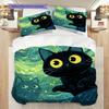 Black Cat Pattern Bedding Quilt Set Quilt Cover Pillowcase Home Decoration Birthday Gift (1 * duvet cover + 2 * pillowcase, without core)