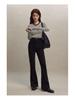 Women's Slim Fit Contrast Stripe Long Sleeve Knit Top for Autumn/Winter 2023